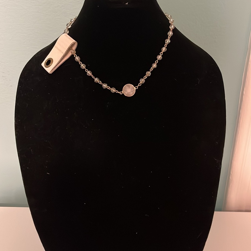 Anthropologie Pink Stone and GoldTone Necklace - Picture 2 of 3